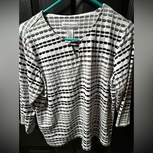 Alfred Dunner Monochrome Patterned Long Sleeve Top